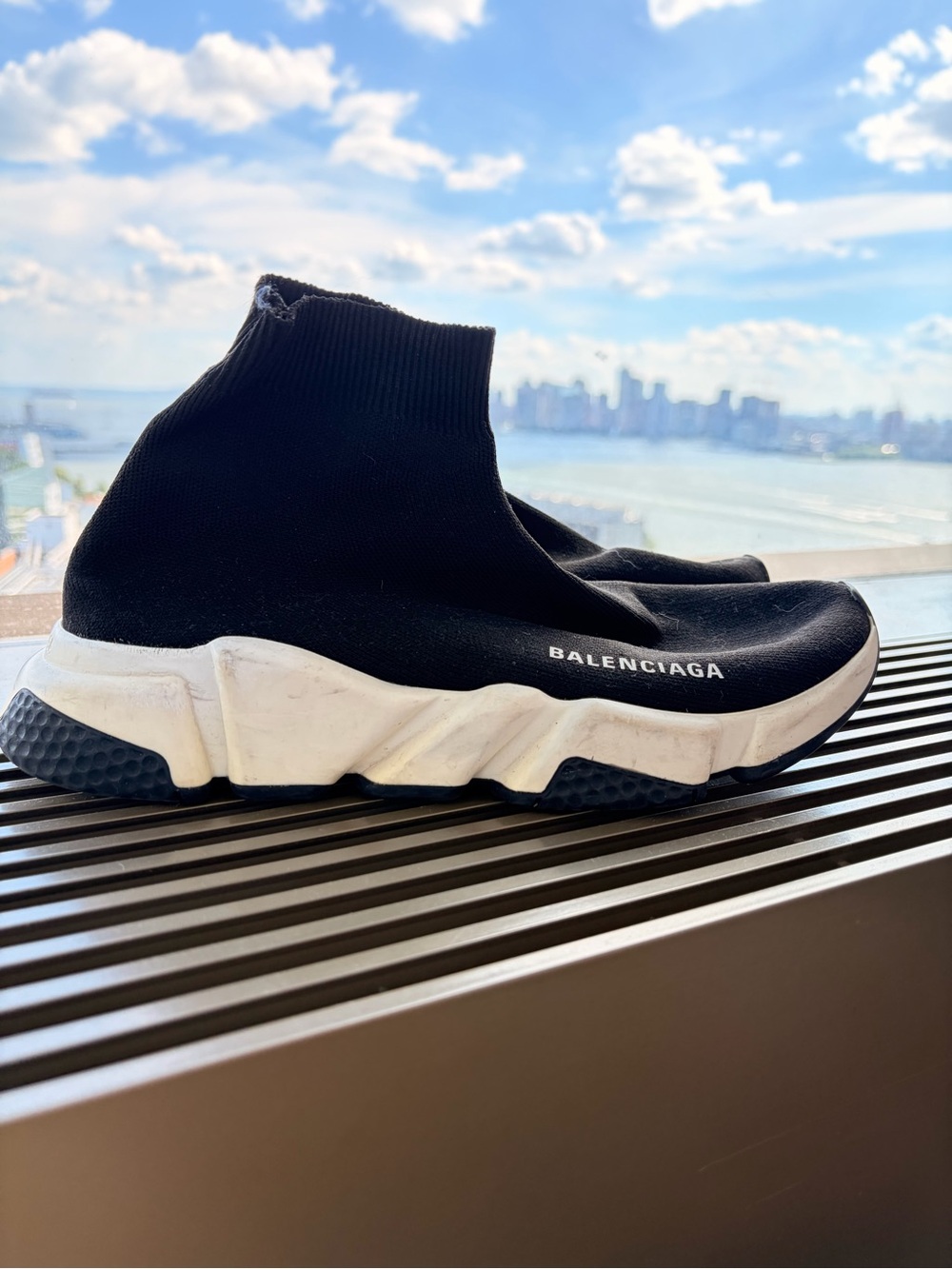 Balenciaga Black and White Speed Trainer Sock Sneakers